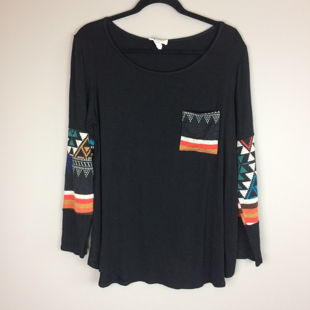 X Christian Caliendo Aztec black top - Picture 1 of 6